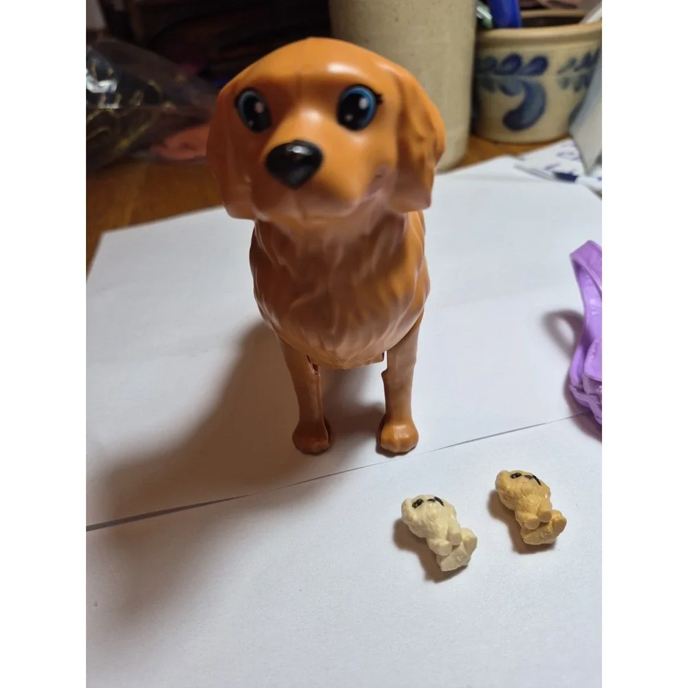 Mattel Barbie Pet Golden Retriever Pregnant Dog Taffy With Newborn Puppy